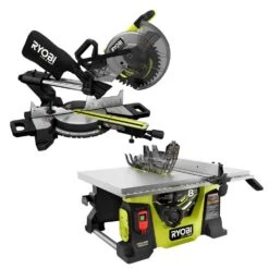 Ryobi ONE+ HP 18V Brushless Cordless 2-Tool Combo Kit With Miter Saw And Compact Portable Jobsite Table Saw (Tools Only)