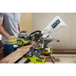 Ryobi ONE+ 18V Cordless 2-Tool Combo Kit With 7-1/4 In. Sliding Compound Miter Saw And AirStrike Brad Nailer (Tools Only) -Ryobi Store ryobi power tool combo kits pbt01b p321 1f 1000