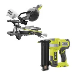 Ryobi ONE+ 18V Cordless 2-Tool Combo Kit With 7-1/4 In. Sliding Compound Miter Saw And AirStrike Brad Nailer (Tools Only) -Ryobi Store ryobi power tool combo kits pbt01b p321 d4 1000