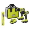 Ryobi ONE+ 18V Cordless 2-Tool Combo Kit With Drill/Driver, Impact Driver, (2) Batteries, Charger, And 11 In. Bit Holder