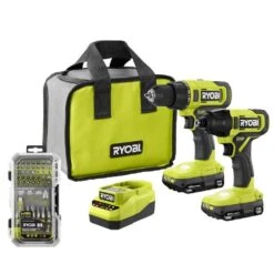 Ryobi ONE+ 18V Cordless 2-Tool Combo Kit With Drill/Driver, Impact Driver, (2) Batteries, Charger, & Driving Set (52-Piece)