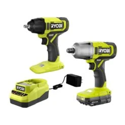 Ryobi ONE+ 18V Cordless 2-Tool Combo Kit With 1/2 In. Impact Wrench, 3/8 In. Impact Wrench, 2.0 Ah Battery, And Charger
