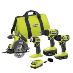 Ryobi ONE+ 18V Cordless 4-Tool Combo Kit With 1.5 Ah Battery, 4.0 Ah Battery, And Charger -Ryobi Store ryobi power tool combo kits pcl1400k2 d4 1000