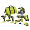 Ryobi ONE+ 18V Cordless 6-Tool Combo Kit With 1.5 Ah Battery, 4.0 Ah Battery, And Charger