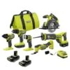 Ryobi ONE+ 18V Cordless 6-Tool Combo Kit W/ 1.5 Ah Battery, 4.0 Ah Battery, & Charger W/ (2) 2.0 Ah HIGH PERFORMANCE Batteries