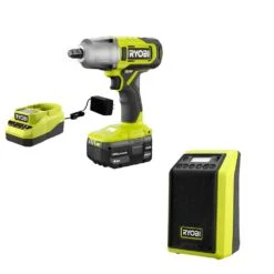 Ryobi ONE+ 18V Cordless 2-Tool Combo Kit With 1/2 In. Impact Wrench, Compact Radio W/ BLUETOOTH, 4.0 Ah Battery, And Charger