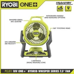 Ryobi ONE+ 18V Hybrid VERSE LINK Stereo And WHISPER SERIES 7-1/2 In. Fan (Tools Only) 21 Ryobi ONE+ 18V Hybrid VERSE LINK Stereo And WHISPER SERIES 7-1/2 In. Fan (Tools Only) -Ryobi Store ryobi power tool combo kits pcl601b pcl811b c3 1000