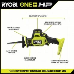 Ryobi ONE+ HP 18V Brushless Cordless Combo Kit (6-Tool) With (2) 1.5 Ah Batteries, Charger, And Bag 19 Ryobi ONE+ HP 18V Brushless Cordless Combo Kit (6-Tool) With (2) 1.5 Ah Batteries, Charger, And Bag -Ryobi Store ryobi power tool combo kits psbck06k 66 1000