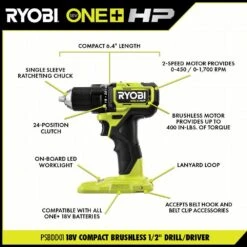 Ryobi ONE+ HP 18V Brushless Cordless Combo Kit (6-Tool) With (2) 1.5 Ah Batteries, Charger, And Bag 17 Ryobi ONE+ HP 18V Brushless Cordless Combo Kit (6-Tool) With (2) 1.5 Ah Batteries, Charger, And Bag -Ryobi Store ryobi power tool combo kits psbck06k a0 1000