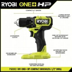 Ryobi ONE+ HP 18V Brushless Cordless Compact 2-Tool Combo Kit W/(2) Batteries, Charger, Bag & 11 In. Flexible Shaft Bit Holder -Ryobi Store ryobi power tool combo kits psbck102k2 a10fb1g a0 1000