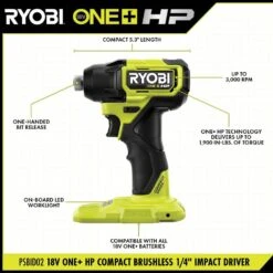 Ryobi ONE+ HP 18V Brushless Cordless Compact 2-Tool Combo Kit W/(2) Batteries, Charger, Bag & Drill & Impact Drive Kit (40PC) -Ryobi Store ryobi power tool combo kits psbck102k2 a98401 40 1000