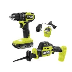 Ryobi ONE+ HP 18V Brushless Cordless Compact 2-Tool Combo Kit With Drill/Driver, One-Handed Recip Saw, 2 Ah Battery, & Charger