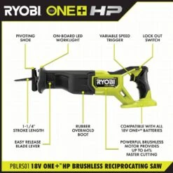Ryobi ONE+ HP 18V Brushless Cordless Reciprocating Saw With 4.0 Ah Lithium-Ion HIGH PERFORMANCE Battery -Ryobi Store ryobi reciprocating saws pblrs01b pbp004 40 1000