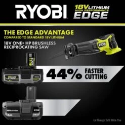 Ryobi ONE+ HP 18V Brushless Cordless Reciprocating Saw Kit With 4.0 Ah HIGH PERFORMANCE EDGE Battery And Charger -Ryobi Store ryobi reciprocating saws pblrs02b pbp1104 pcg004 1f 1000