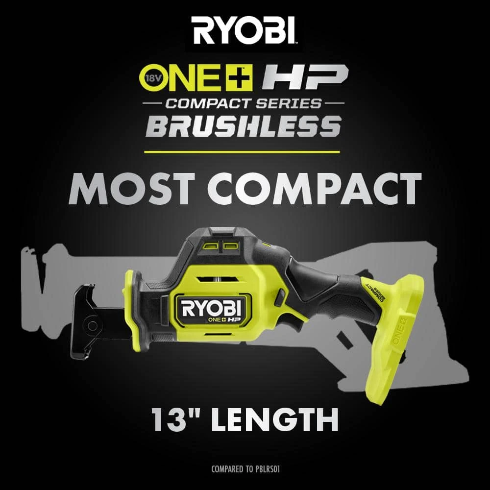 Ryobi ONE+ HP 18V Brushless Cordless Compact One-Handed Reciprocating Saw (Tool Only) 3 Ryobi ONE+ HP 18V Brushless Cordless Compact One-Handed Reciprocating Saw (Tool Only) - Image 3