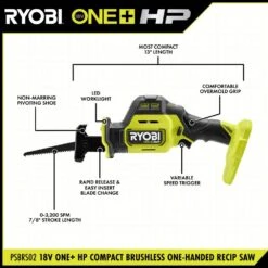 Ryobi ONE+ HP 18V Brushless Cordless Compact One-Handed Reciprocating Saw Kit With 2.0 Ah Battery And Charger 16 Ryobi ONE+ HP 18V Brushless Cordless Compact One-Handed Reciprocating Saw Kit With 2.0 Ah Battery And Charger -Ryobi Store ryobi reciprocating saws psbrs02k1 40 1000