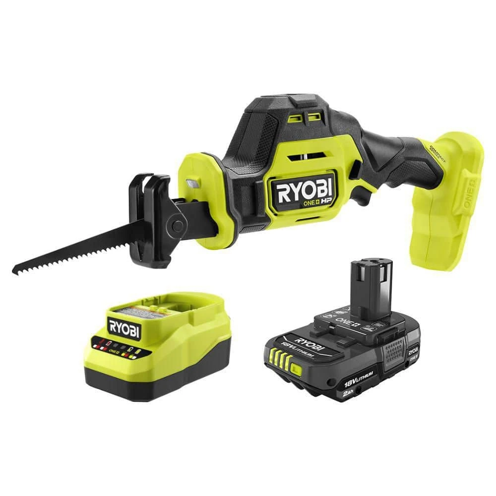 Ryobi ONE+ HP 18V Brushless Cordless Compact One-Handed Reciprocating Saw Kit With 2.0 Ah Battery And Charger 1 Ryobi ONE+ HP 18V Brushless Cordless Compact One-Handed Reciprocating Saw Kit With 2.0 Ah Battery And Charger