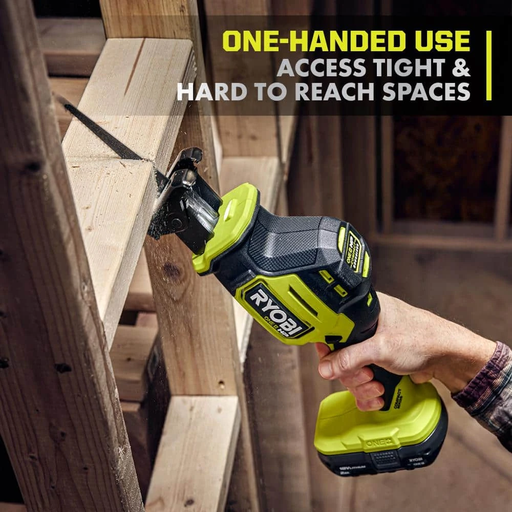 Ryobi ONE+ HP 18V Brushless Cordless Compact One-Handed Reciprocating Saw Kit With 2.0 Ah Battery And Charger 7 Ryobi ONE+ HP 18V Brushless Cordless Compact One-Handed Reciprocating Saw Kit With 2.0 Ah Battery And Charger - Image 7