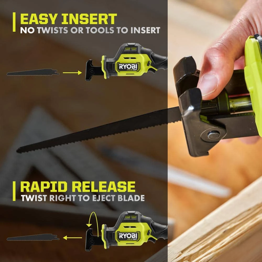 Ryobi ONE+ HP 18V Brushless Cordless Compact One-Handed Reciprocating Saw Kit With 2.0 Ah Battery And Charger 8 Ryobi ONE+ HP 18V Brushless Cordless Compact One-Handed Reciprocating Saw Kit With 2.0 Ah Battery And Charger - Image 8