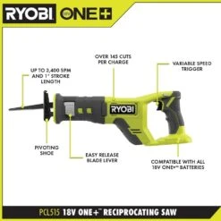Ryobi ONE+ 18V Lithium-Ion Kit With 2.0 Ah And 4.0 Ah Batteries, Charger With ONE+ 18V Cordless Reciprocating Saw -Ryobi Store ryobi reciprocating saws psk106sb pcl515b 40 1000