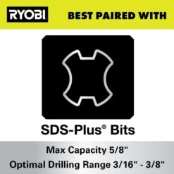 Ryobi ONE+ HP 18V Brushless Cordless Compact 5/8 In. SDS Rotary Hammer (Tool Only) 20 Ryobi ONE+ HP 18V Brushless Cordless Compact 5/8 In. SDS Rotary Hammer (Tool Only) -Ryobi Store ryobi rotary hammers psbrh01b c3 1000