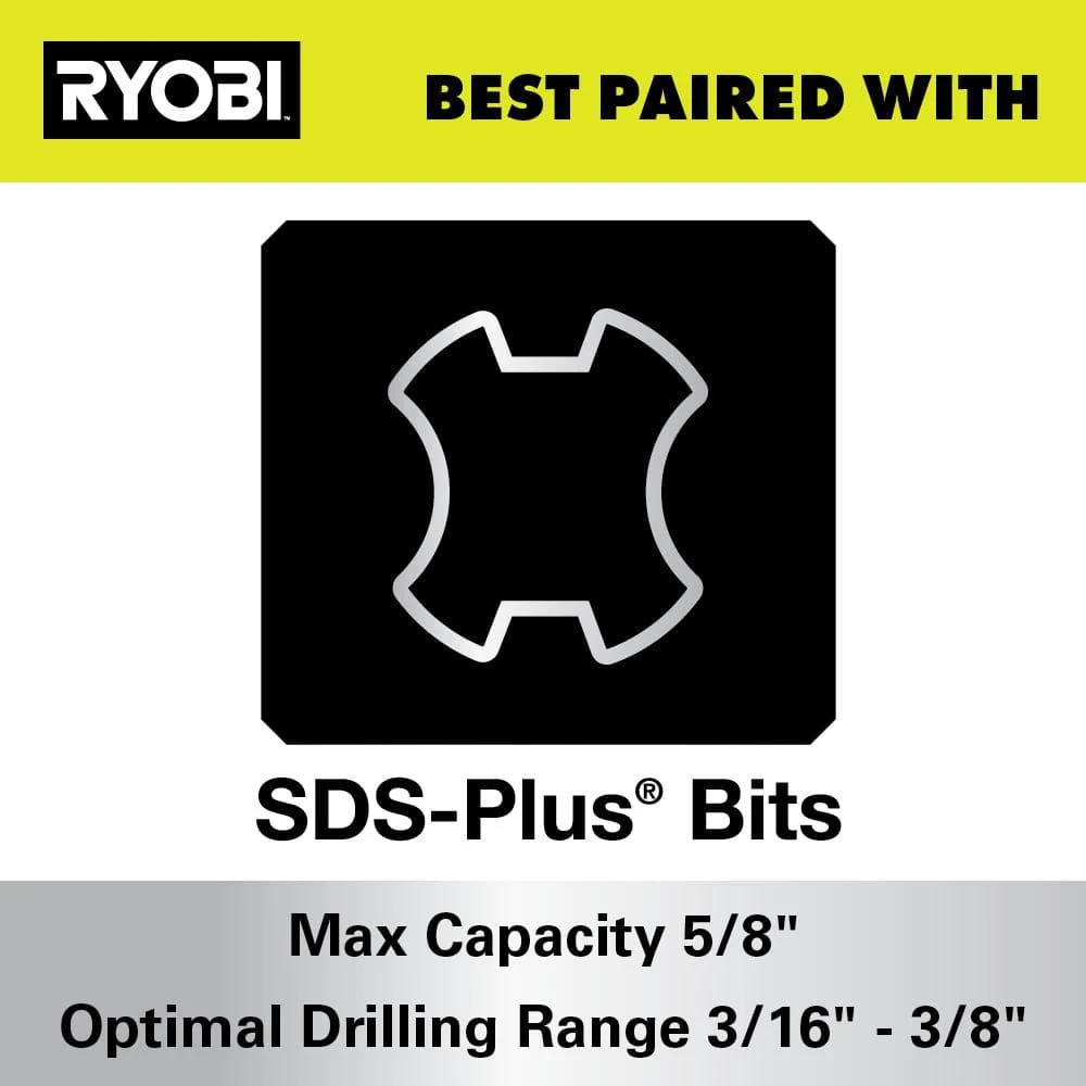 Ryobi ONE+ HP 18V Brushless Cordless Compact 5/8 In. SDS Rotary Hammer (Tool Only) 7 Ryobi ONE+ HP 18V Brushless Cordless Compact 5/8 In. SDS Rotary Hammer (Tool Only) - Image 7