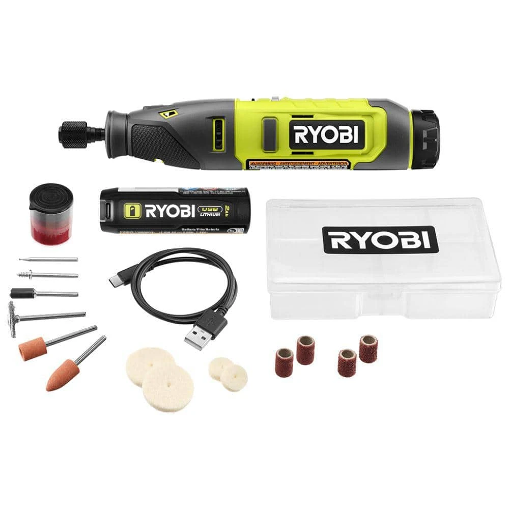 Ryobi USB Lithium Rotary Tool Kit With 2.0 Ah USB Lithium Battery And Charging Cable 1 Ryobi USB Lithium Rotary Tool Kit With 2.0 Ah USB Lithium Battery And Charging Cable