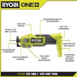 Ryobi ONE+ 18V Cut-Out Tool Kit With 1.5 Ah Battery And Charger -Ryobi Store ryobi rotary tools pcl540k1 40 1000