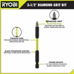 Ryobi 3-1/2 In. Diamond Grit Impact Drive Bits (3-Piece) -Ryobi Store ryobi screwdriver bits a96301 40 1000