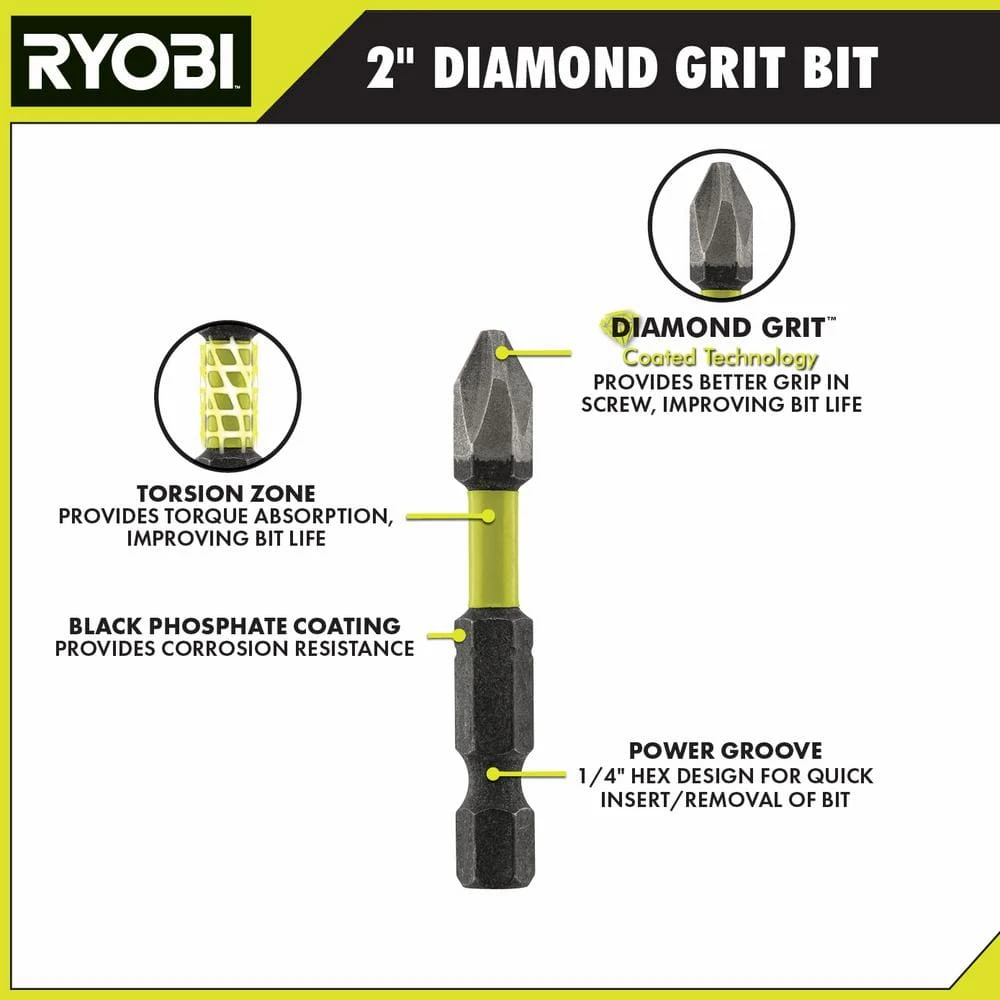 Ryobi 2 In. Diamond Grit Impact Drive Bits (5-Piece) 3 Ryobi 2 In. Diamond Grit Impact Drive Bits (5-Piece) - Image 3