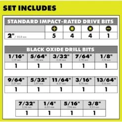 Ryobi Black Oxide Impact Drill And Drive Drill Bit Set (28-Piece) -Ryobi Store ryobi screwdriver bits a982801 40 1000