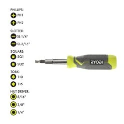 Ryobi 11-in-1 Multi-bit Screwdriver With Cushion Grip Handle