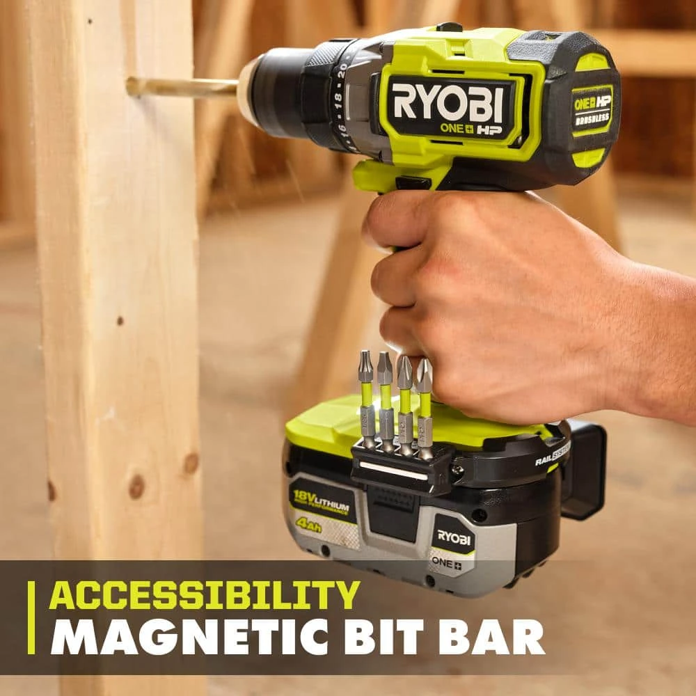 Ryobi RAIL System Accessory Set (3-Piece) With Base, Magnetic Bit Bar Attach, 180° Magnetic Tray, (2) Screws, (4) Impact Bits 5 Ryobi RAIL System Accessory Set (3-Piece) With Base, Magnetic Bit Bar Attach, 180° Magnetic Tray, (2) Screws, (4) Impact Bits - Image 5