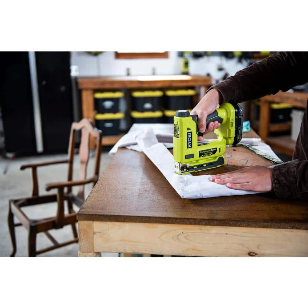 Ryobi ONE+ 18V Cordless Compression Drive 3/8 In. Crown Stapler And 2.0 Ah Compact Battery And Charger Starter Kit 11 Ryobi ONE+ 18V Cordless Compression Drive 3/8 In. Crown Stapler And 2.0 Ah Compact Battery And Charger Starter Kit - Image 11