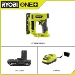 Ryobi ONE+ 18V Cordless Compression Drive 3/8 In. Crown Stapler And 2.0 Ah Compact Battery And Charger Starter Kit 16 Ryobi ONE+ 18V Cordless Compression Drive 3/8 In. Crown Stapler And 2.0 Ah Compact Battery And Charger Starter Kit -Ryobi Store ryobi staplers p317 psk005 e1 1000