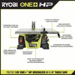 Ryobi ONE+ HP 18V Brushless Cordless 8-1/4 In. Compact Portable Jobsite Table Saw And Miter Saw Kit W/ (2) Batteries & Charger -Ryobi Store ryobi stationary table saws pblts01k pbt01b 40 1000