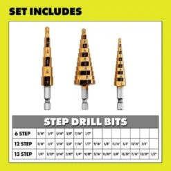 Ryobi Step Drill Bit Set (3-Pieces) -Ryobi Store ryobi twist drill bits a97301 a0 1000