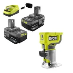 Ryobi ONE+ 18V Lithium-Ion 4.0 Ah Compact Battery (2-Pack) And Charger Kit With Compact Fixed Base Router